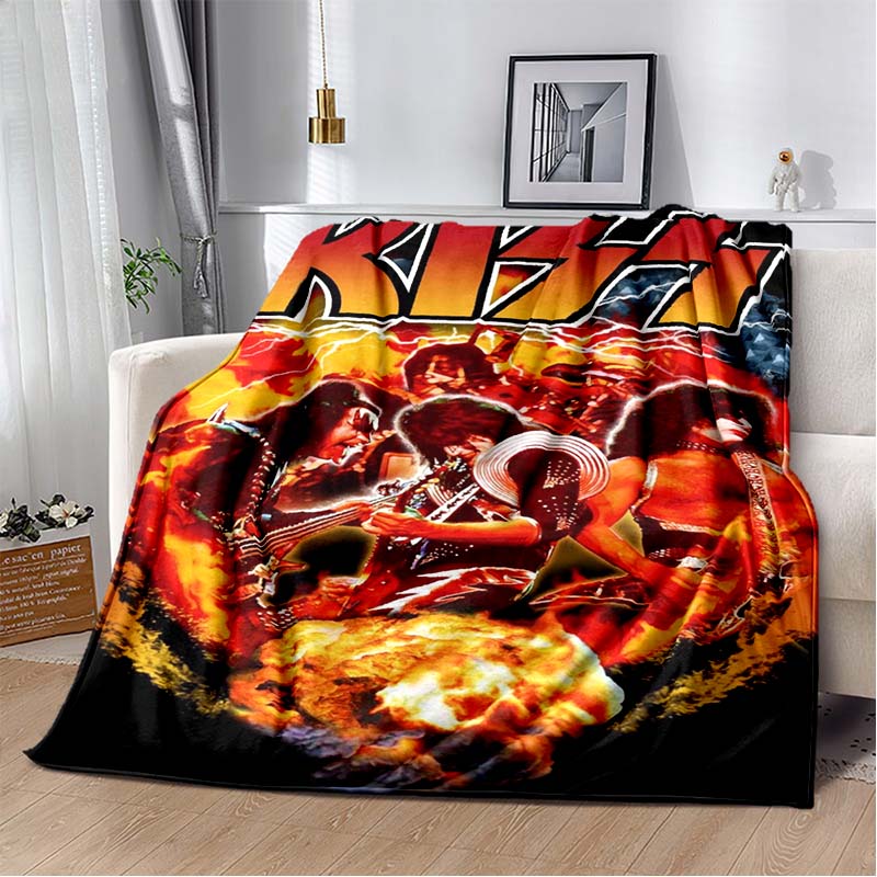 KISS Band Pattern Throw Blanket Light Weight Blanket for Living Room Bedroom Kidsroom Warm Blanket Christmas Gift