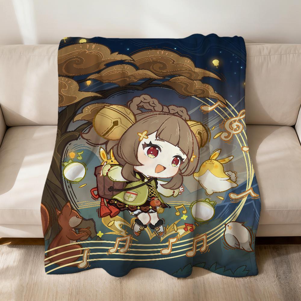 Game Lumine Genshin Impact Diluc Chibi Flannel Soft Warm Plush Blanket Sofa Living Room Pet Hogar Bedroom Gift Home Car Portable