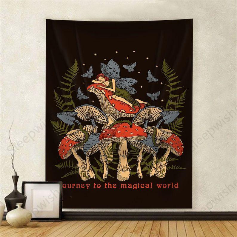 Tapestry poster fly agaric fairy 75x100 чёрный