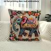 2D Flat- Bohemian Elephant Floral Print Throw Pillow Cover Boho Home Decor Cushion Case For Sofa Bedroom Living Room