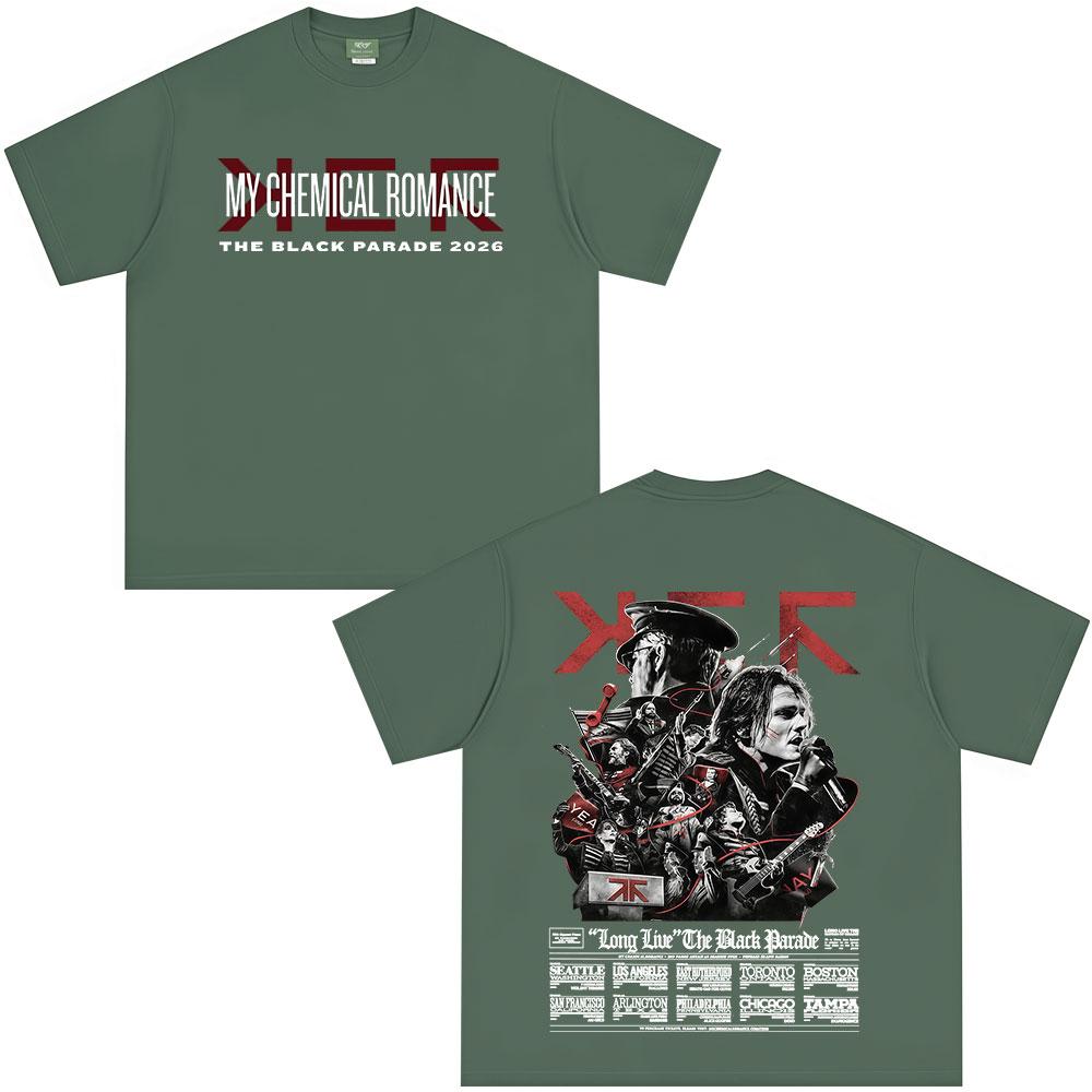 

Rock Band My Chemical RoUnisexce Tshirt The Black Parade 2026 Tour Tshirts Unisexs Clothing Vintage Gothic Punk Oversized T Shirt 4XL