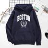 Boston Personalized Art Print Hoodie Men and Women Same Autumn and Winter Loose Hood Casual Hip Hood Street Clothing