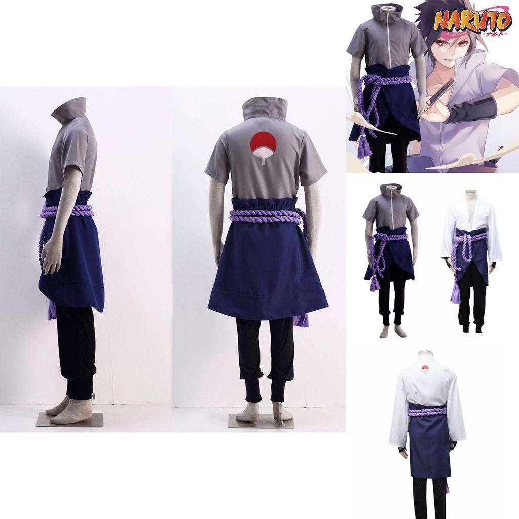 Naruto Uchiha Sasuke Deluxe Cosplay Kostüm mit Reißverschluss für Halloween Rollenspiel