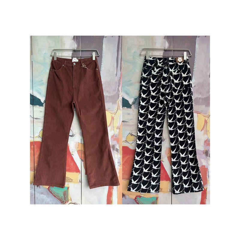 Foreign Trade Original Order RVC * a American Vintage High Waist Stretch Slimming Slim Fit Corduroy Trumpet Pants Two Colors 1521 B1
