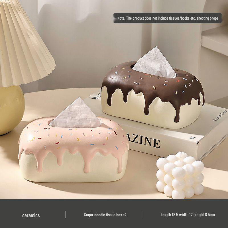 Creamy Ceramic Tissue Box for Living Room