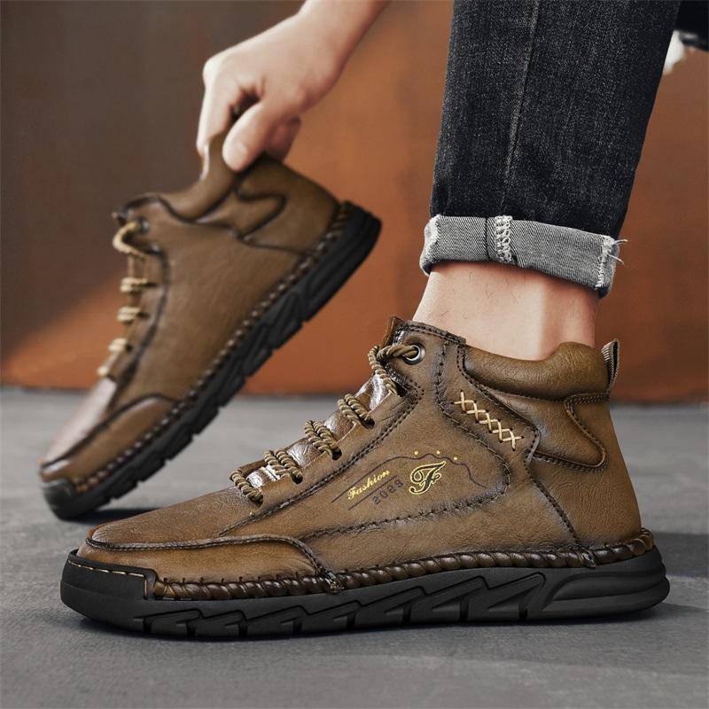39-48 Spring/fall Mens Hip-top Leather Boots Men Boots Leather Casual Leather Shoes Men Ankle Boots
