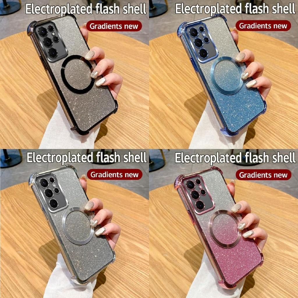 Galaxy Samsung For A06 Gradient Color Clear Shockproof Magnetic Ring Phone Case