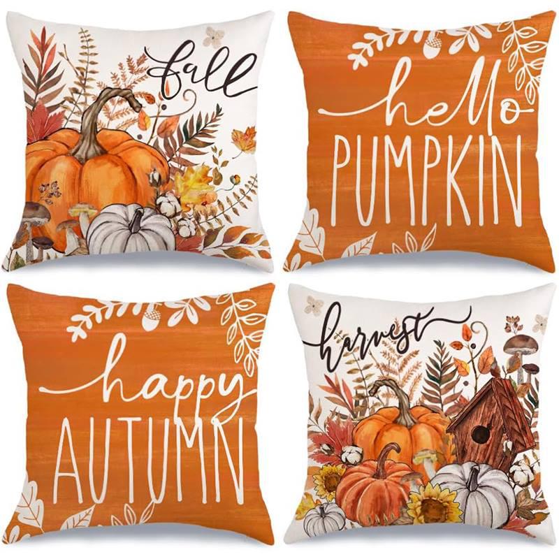 Autumn Thanksgiving Pumpkin Pillow Cover for Sofa, Bedroom, or Living Room Decor.