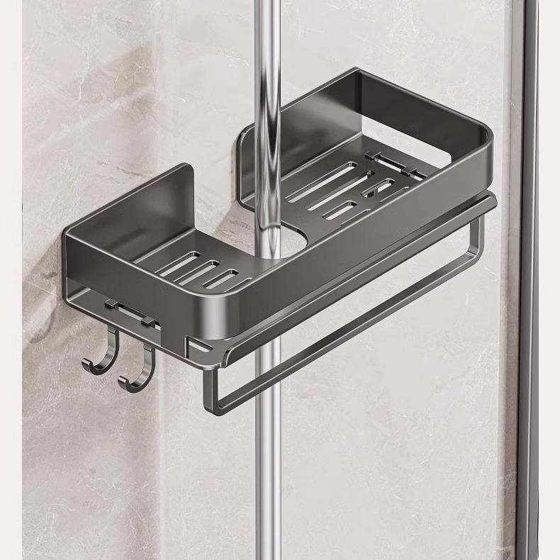 Universal No-Drill Shower Head Holder & Shelf for Bathroom Rods