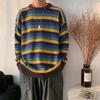 Korean Contrasting Colors Striped Pullovers Knitted Men's Casual Loose Autumn Winter O-Neck Long Sleeve Sweaters