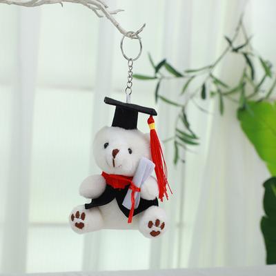 Graduation Teddy Bear with PhD Cap Hypoallergenic Plush Stuffed Animal Children Companion Doll Keychain Accessory & Desk Decor for Graduates