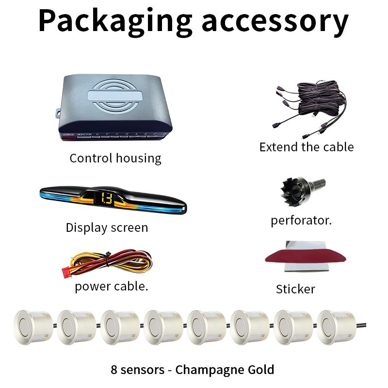 Voice Prompt 8-Probe Parking Sensor System 22mm 12V Reversing Radar Source Factory Car Parking Assistance Device