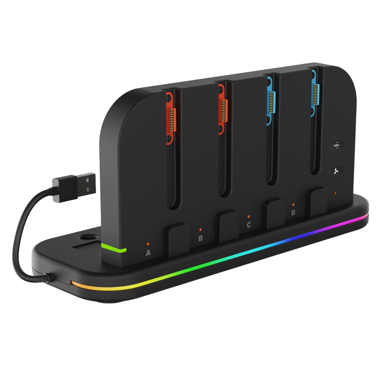 

5 In 1 For Nintendo Switch 2 Heat Dissipation Fan Charger External Game Console Stand with RGB Light Gamepad Charging Dock