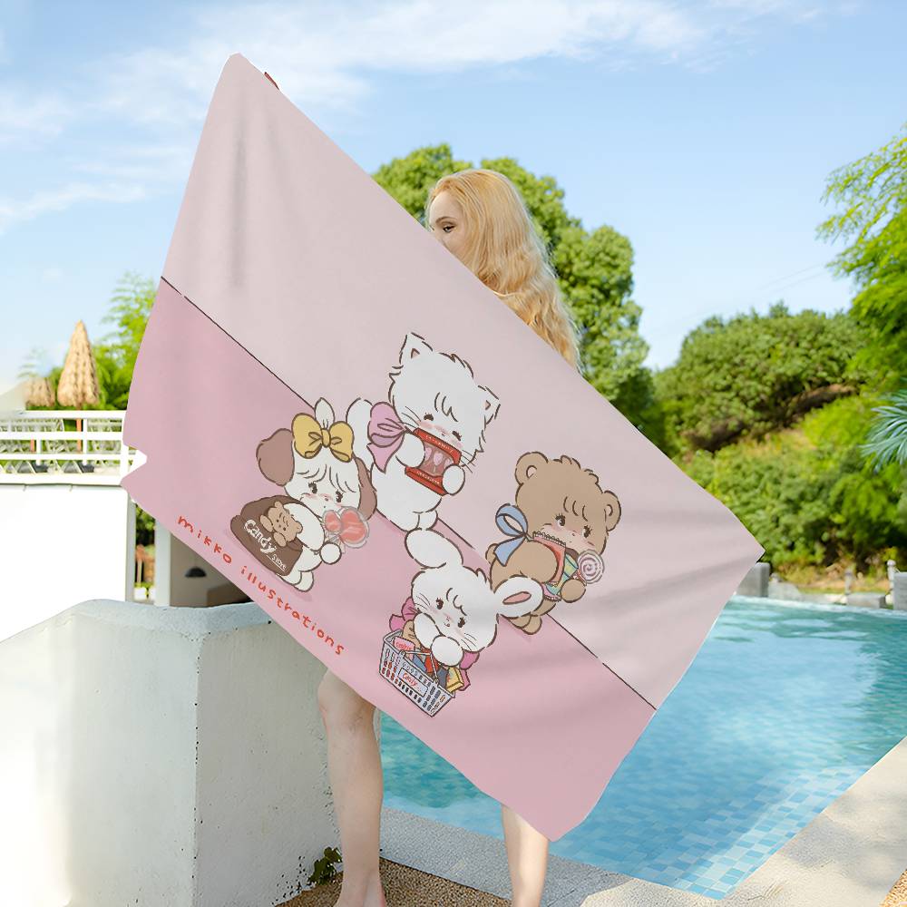 M-Mikko C-Characters Bath Towel Microfiber Soft Water Absorbing Breathable For Girl Kids Decorative Cartoon Beach Towel
