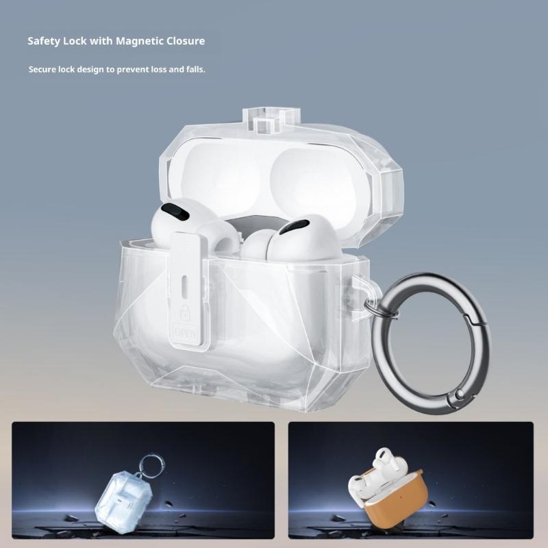 Clear Protective Case For Pods Pro3 Secure Lock Design Includes Keychain Set Easy Cleaning