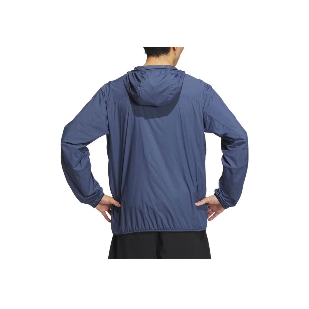Adidas Lightweight Wind.RDY Windbreaker Solid Color Windproof Breathable Water-Repellent Sports Hoodie Men Outerwear Gray Blue IS0272