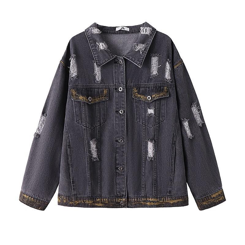 Джинсовая куртка больших размеров Весна и осень Винтажная джинсовая куртка Куртка — фото 7