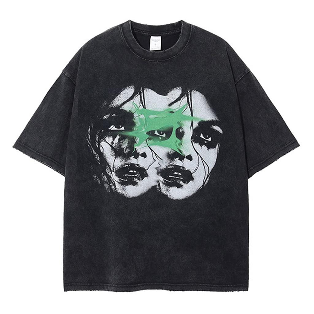 Y2K Vintage Tees for Men Women Grunge Clothes Oversized Graphic Tees Cartoon Printed Short Sleeve T Shirts