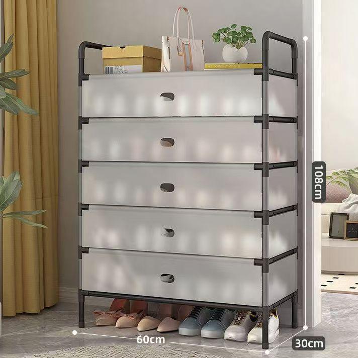 Sturdy Dustproof Multi-Layer Shoe Rack: Durable, Thickened, Large Capacity Storage Cabinet for Dorm or Rental Room.