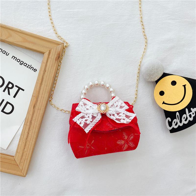 Stylish Children's Pearl Handbag With Bow Design Perfect For Mini Fashionistas And Daily Outings