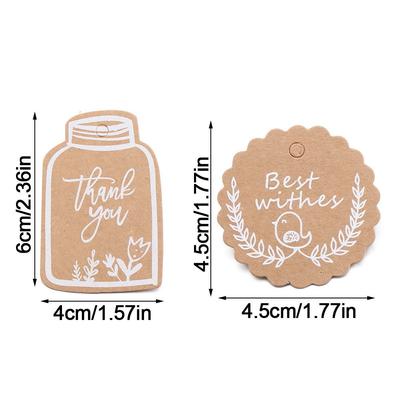 50PCS Gift Wrapping Supplies Hang Tag Gift Packing Thank You Crafts DIY Paper Label Multi Style Kraft Paper Tags