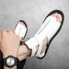Fashion 2025 Summer New Men Shoe Fashion Casual Black/white Roman Ribbons Combination High Top Flat Heel Breathable Comfortable Sandals
