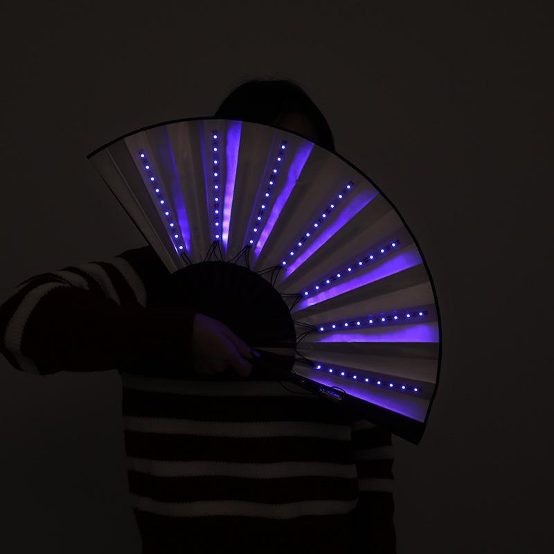 Glow Folding Led Fan Dancing Light Fan Night Show Halloween Christmas Rave Festival Accessories Glow In The Dark Party Supplies
