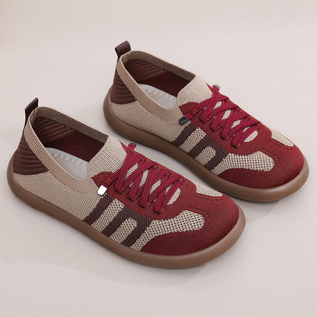 Women's Shoes Soft Bottom Not Tired Spring Breathable Single Shoes Versatile Mom Shoes Casual Lace Up Lazy Soft Bottom Women's Cloth Shoes