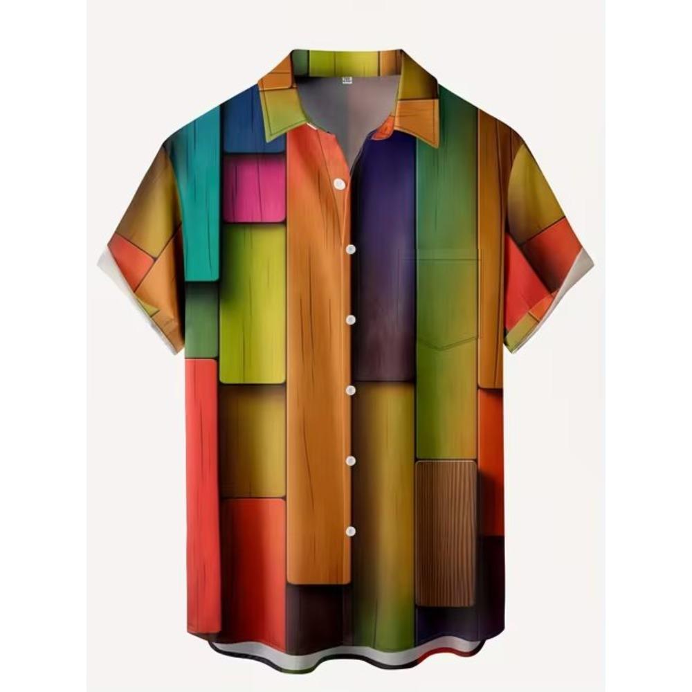 Herren Musikalische Noten Muster 3D Druck Hemd Button-Up Hemd Freizeithemd Sommerhemd Kurzarm Tägliche Urlaubsbekleidung