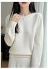 Women's 100% Pure Wool Round Neck Long Sleeve Sweater - Autumn/Winter Casual Loose Fit, Warm and Soft Base Layer.