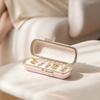 Kiss Lock Mini Ring Box Gold Trim Velvet Lining Leather Small Jewelry Storage for Engagement Bridal Shower Gift