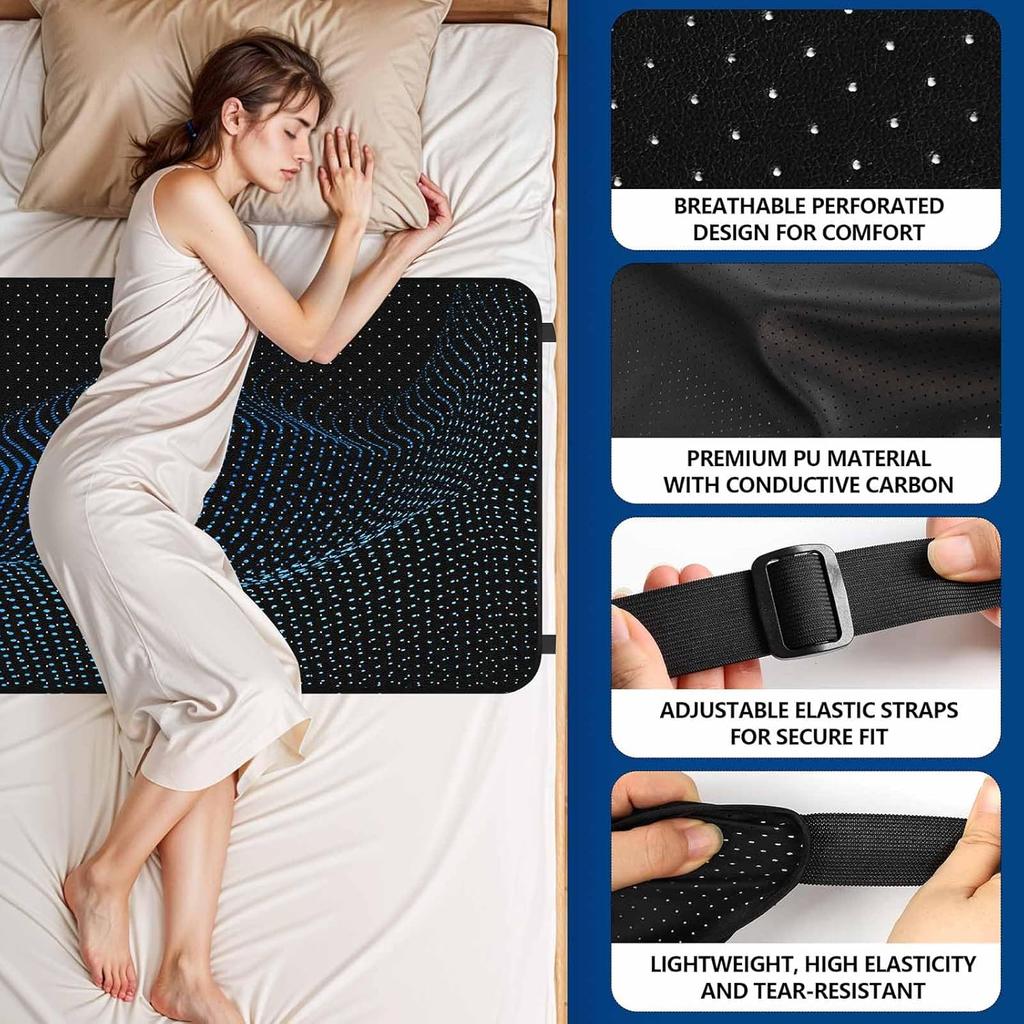 Grounding Mat for Bed, Grounding Pad for Sleeping, Tear-Resistant PU Leather Grounding Mattress with Cord