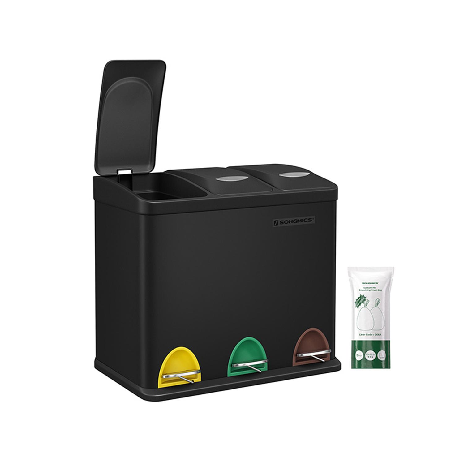 SONGMICS Recycling Bin, 3-in-1 Pedal Bin