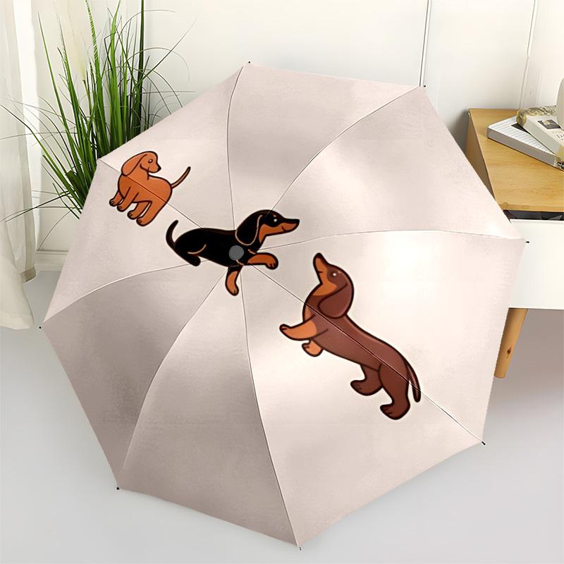 1pc Dachshund Puppy Automatic Open/Close Exquisite Umbrella - Compact Travel Umbrella, 8-Rib Heavy-Duty Construction, Ideal Gift, Outdoor Ac