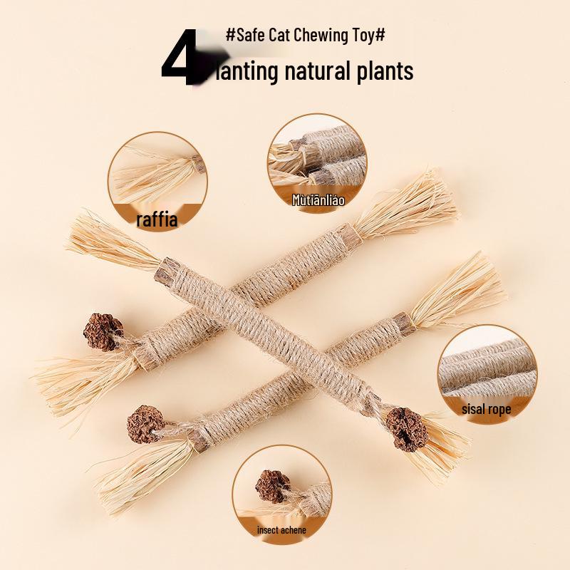 Catnip Wood Teething Stick: Dental Cleaning Toy for Cats