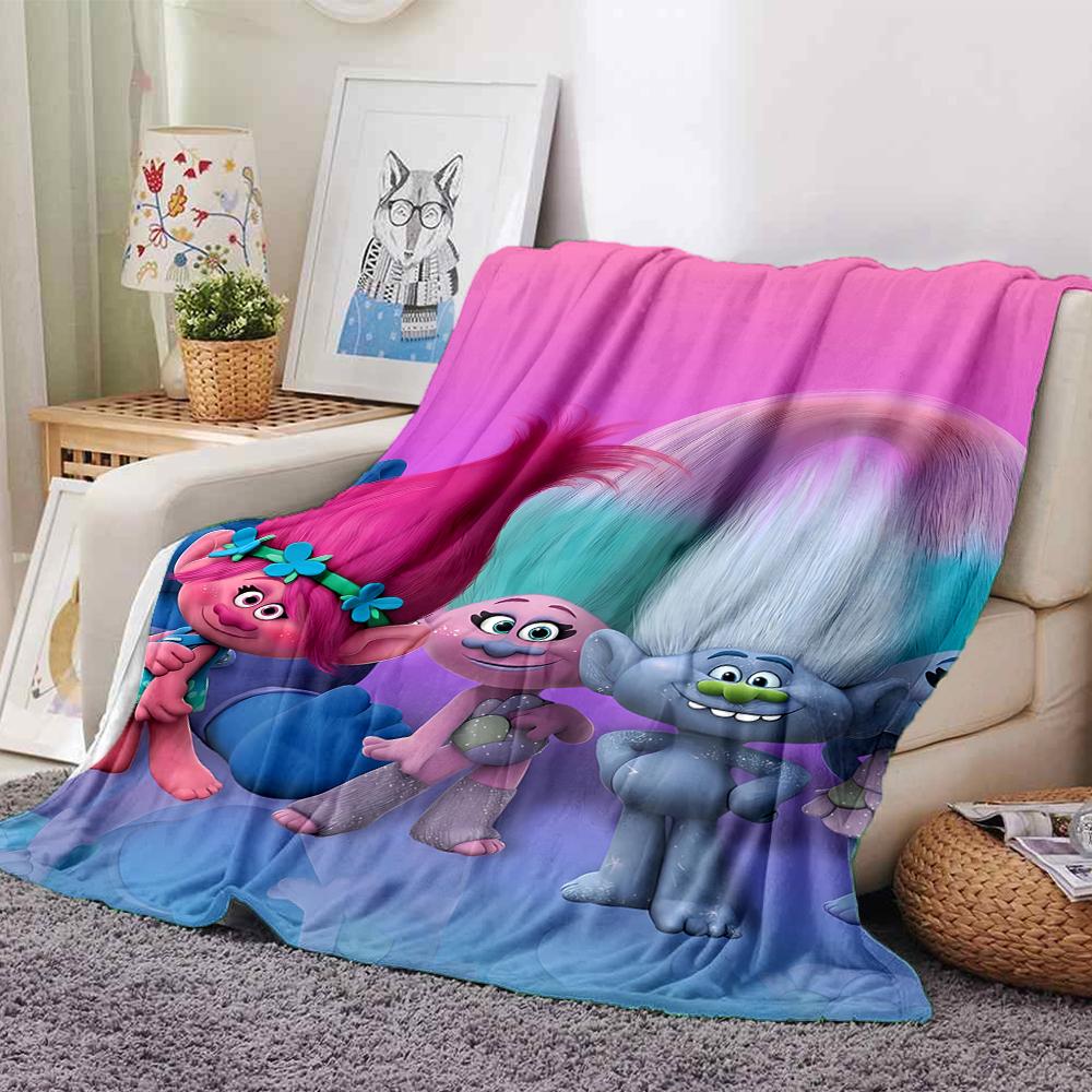 Trolls Theme Printed Blanket - Perfect for Couch, Bed, Travel & Outdoor Use | Machine Washable, Cozy & Durable.