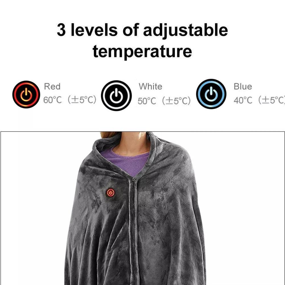 USB Electric Heating Blanket Heated Warm Shawl Flannel Throw Blanket Adjustable Blanket Heated L9A4