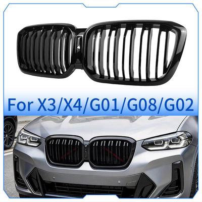 High Quality Gloss Black Front Kidney Grille for BMW X3 G01 G08 X4 G02 LCI 2022 2023 2024 Double Slat Connected Center Grill iX3