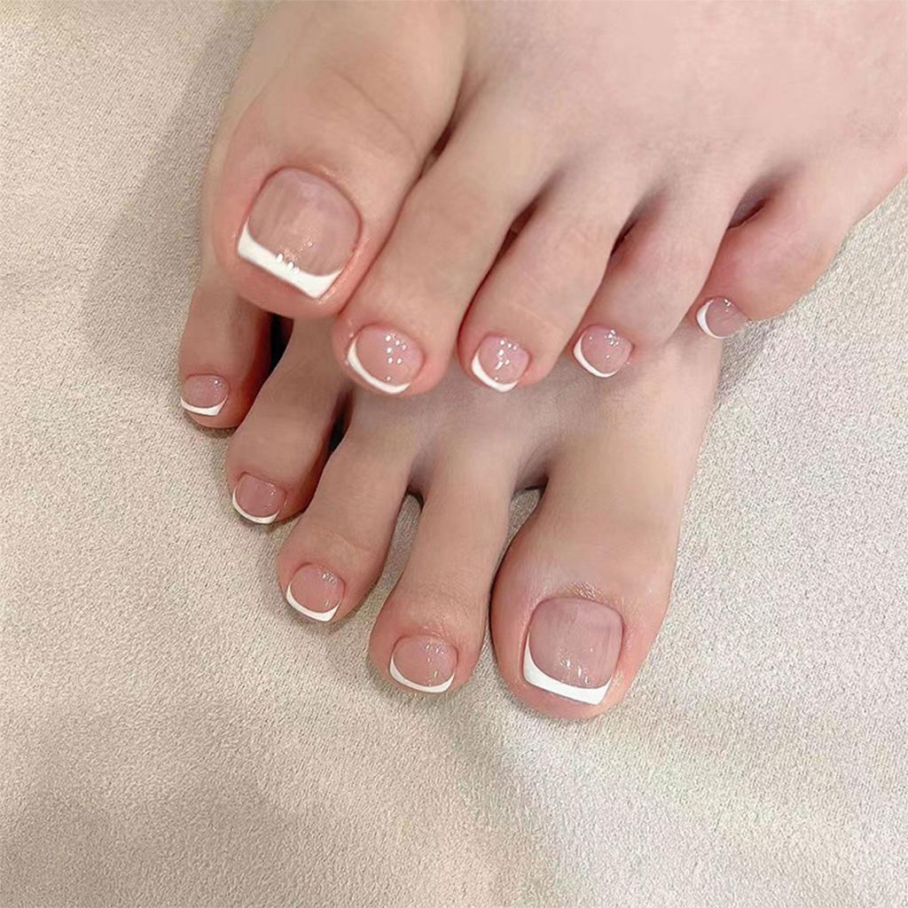 Bling Press On Round Fake Toenails Lasting Effect with Moderate Thickness for Toe Decoration Home Nail DIY
