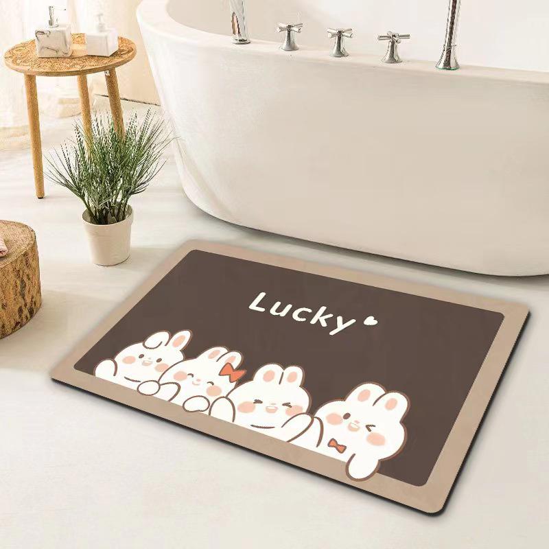 Cartoon Panda Diatomaceous Earth Anti-Slip Bathroom Floor Mat - Absorbent, Wear-Resistant, Household Foot Pad