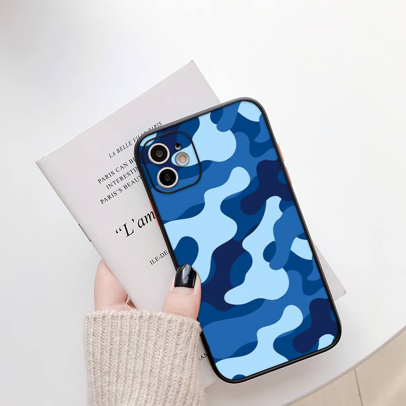 Custodia per Telefono RUICHI Lovebay Camouflage Verde Militare Per iPhone13 12 Mini 11 Pro XS Max X XR 7 8 Plus Copertura Traslucida Opaca