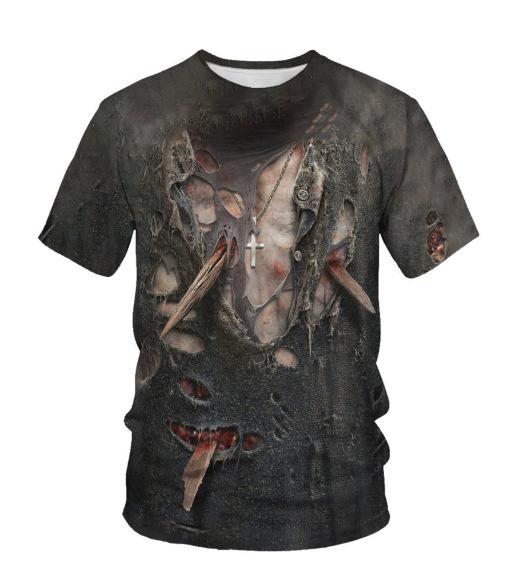 Muscle Crew Neck T-Shirt 3D Digital Printing Men s Loose Casual Short Sleeve XXS