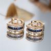 Cute Female White Blue Zircon Stone Round Hoop Earrings  Female Gold Color Wedding Jewelry For Women