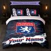 Lyon FC Custom Name Text Bedding Set 1 Duvet Cover+2 Pillowcases Soccer Logo Personalized Gift For Special Occasion Bedroom Decor