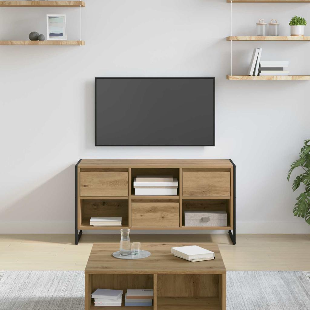 TV Cabinet Rustic Oak Style 100 x 36 x 49.5 cm Engineered Wood
