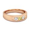 Lemon Quartz Three Stone Band Ring - 925 Sterling Silver Rose Gold Vermeil