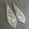 Vintage Silver Color Leaf Flower Dangle Women's Earrings Hand Carving Geometry Party Daily Wear