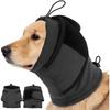 Schützende Hundekopfhaube mit verstellbarem Kordelzug, weich gepolsterte Ohr- und Nackenabdeckung für Gewitter und Unwetter, Pflegezubehör