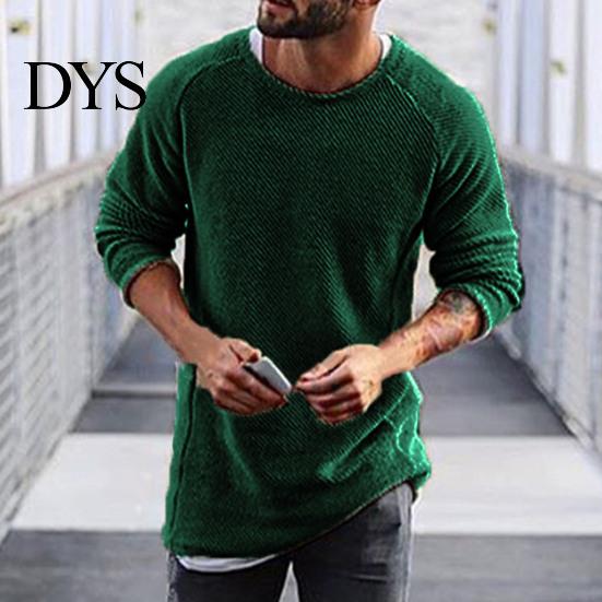 Winter Sweater Men's Solid Color Knitted Loose Pullover Thermal Men for Autumn Long