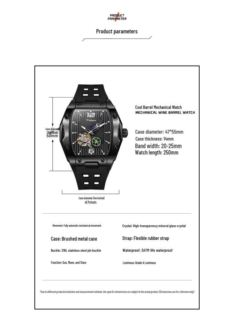 Durenwei Herren Automatikuhr Wasserdicht mit Großzifferblatt-Design